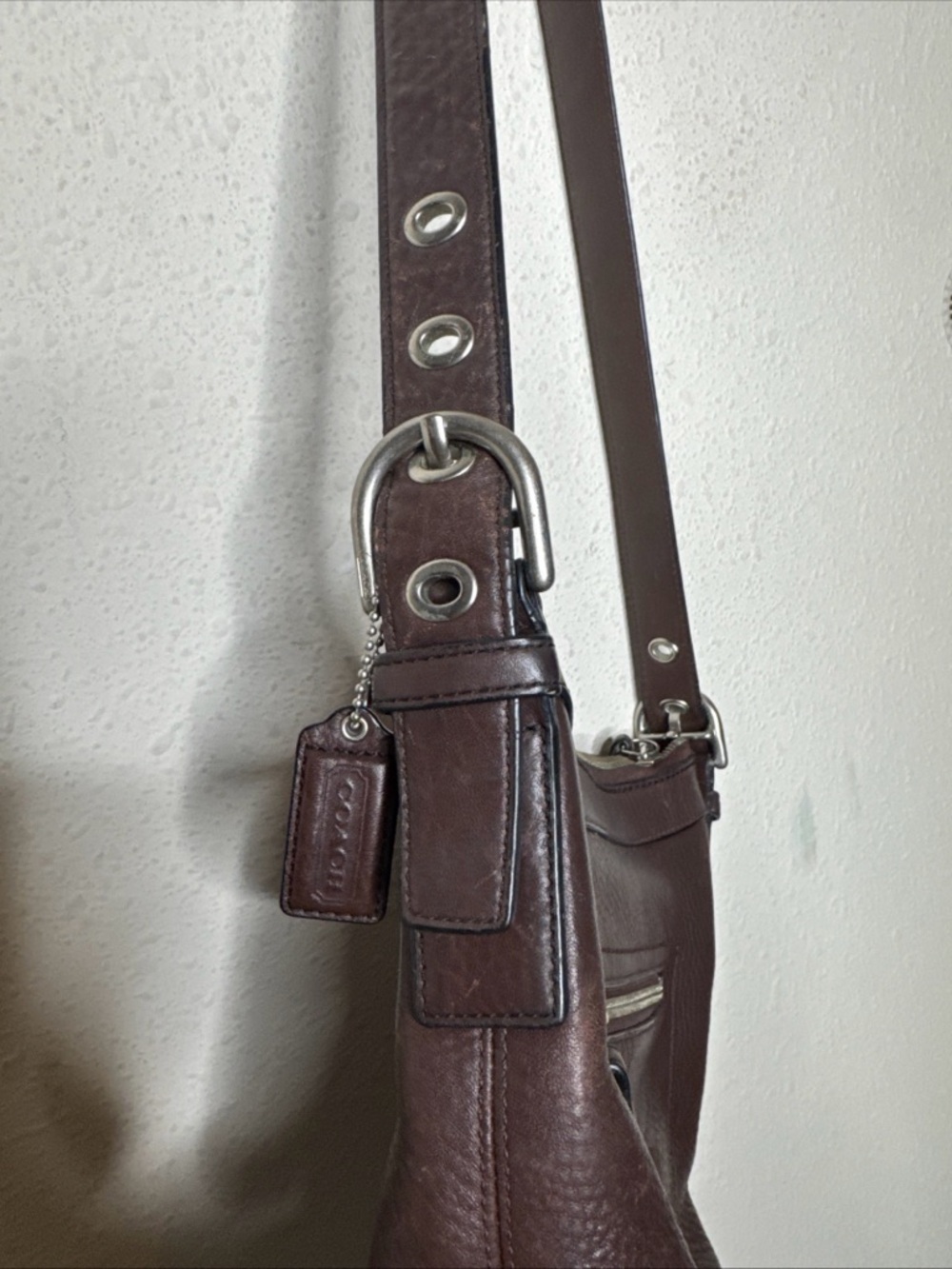 COACH PEBBLE Brown Leather Silver Tone Hardware CROSSBODY Bag F12319 - Picture 8 of 15